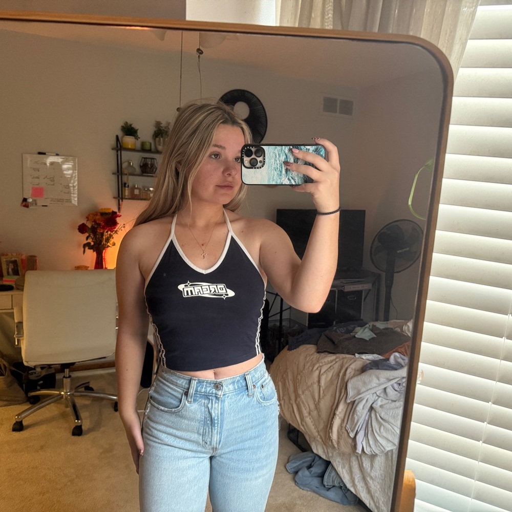 Source Unknown Black and White Crop Top